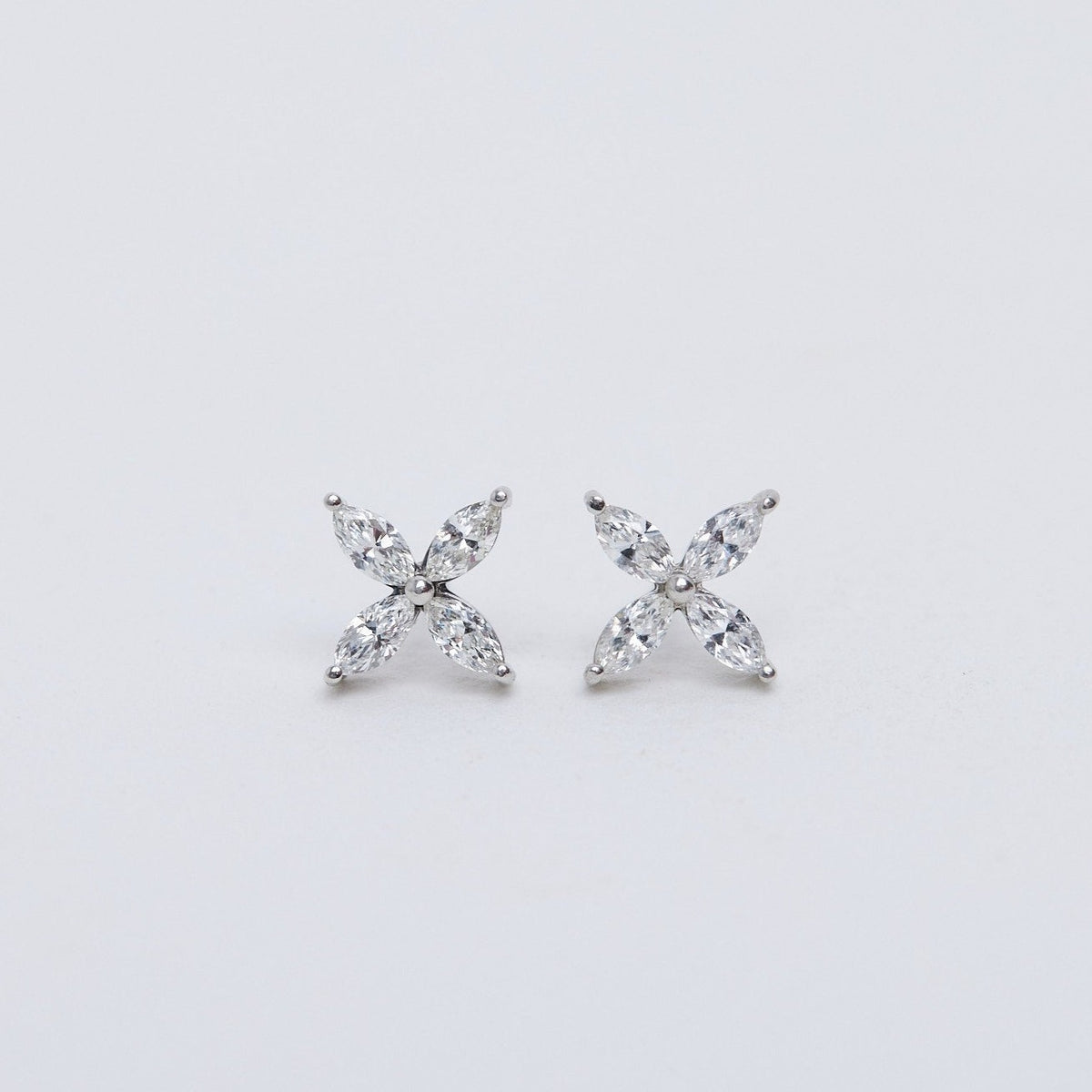 Large diamond flower stud earrings