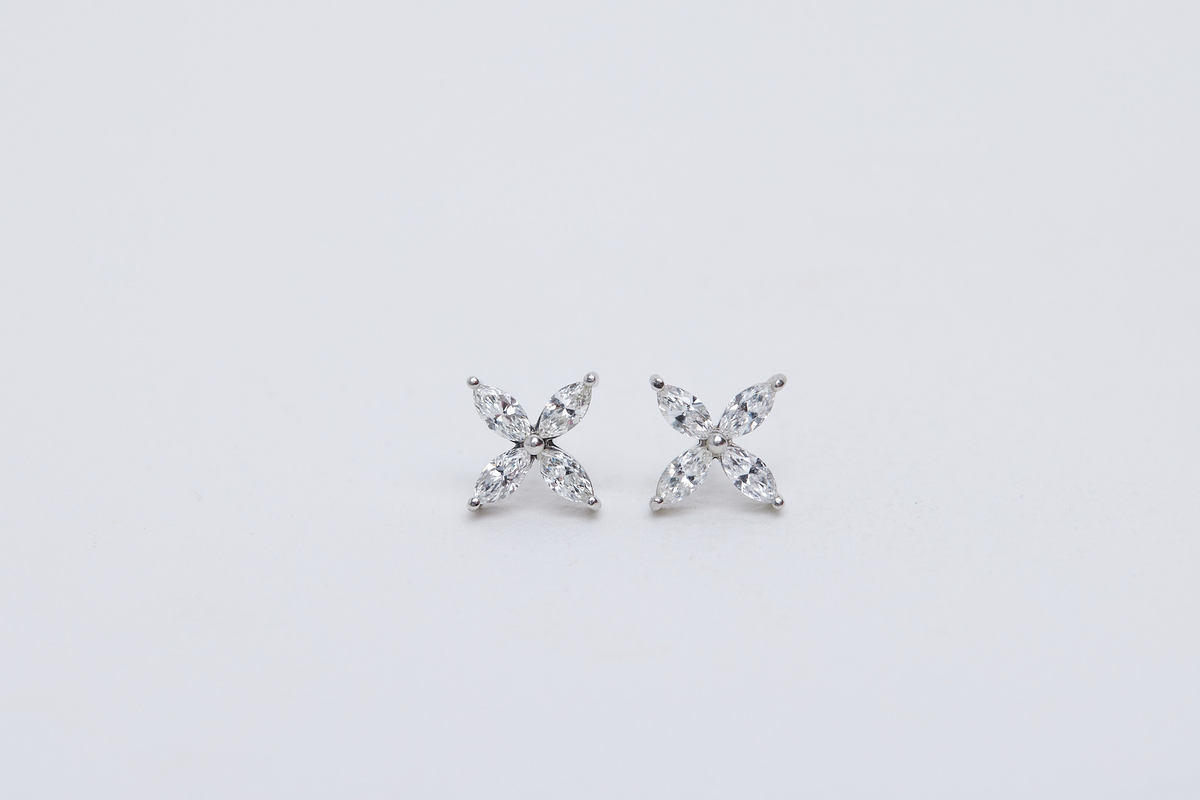 marquise diamond flower earrings