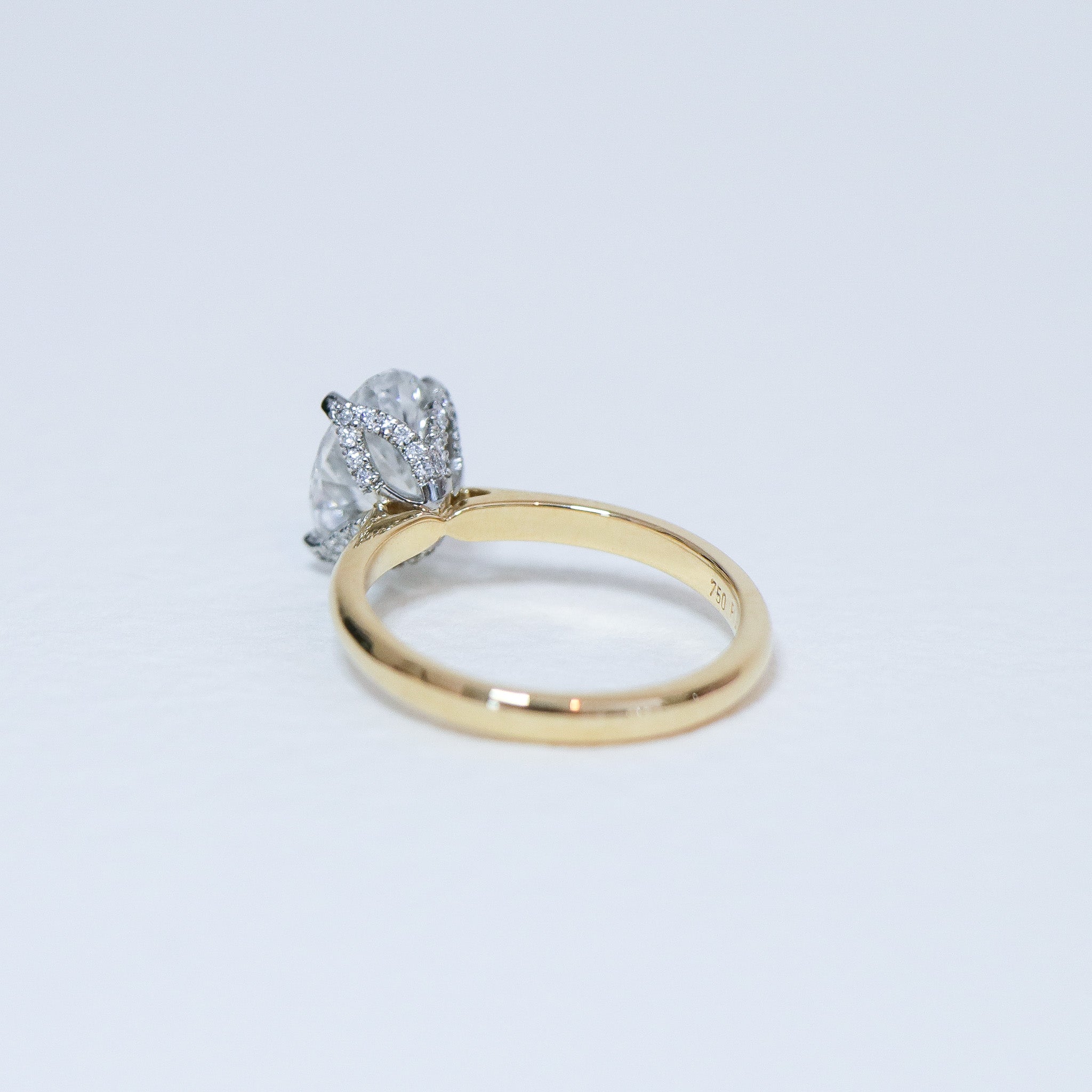 Oval Fleur solitaire,  diamond detailed setting