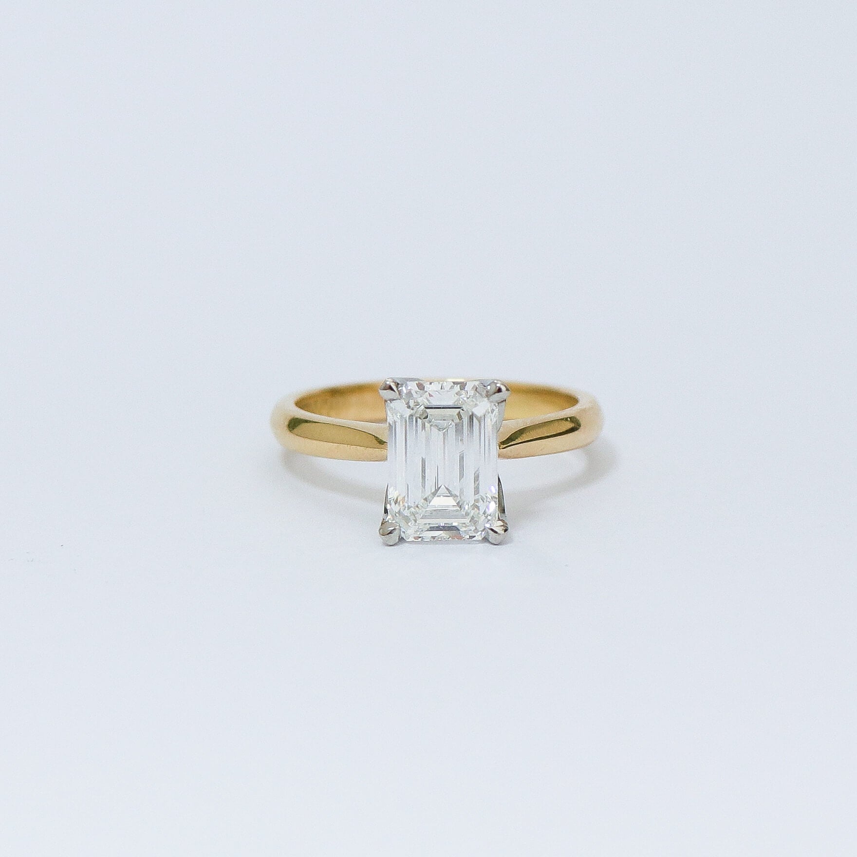Emerald cut Fleur solitaire engagement ring nz