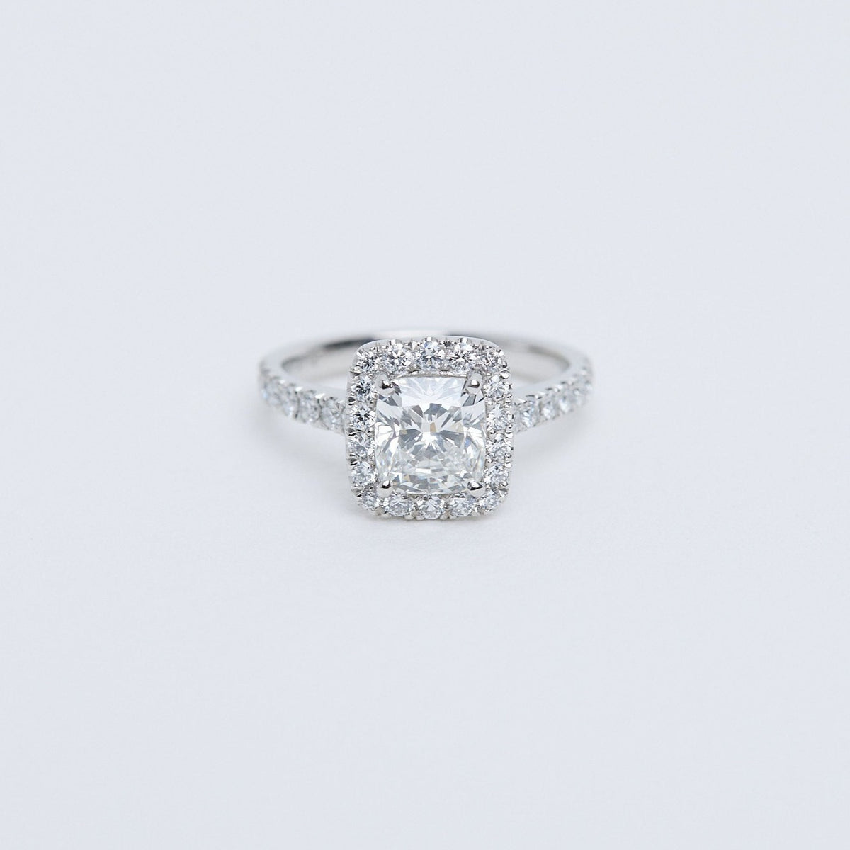 Cushion diamond halo diamond engagement ring auckland