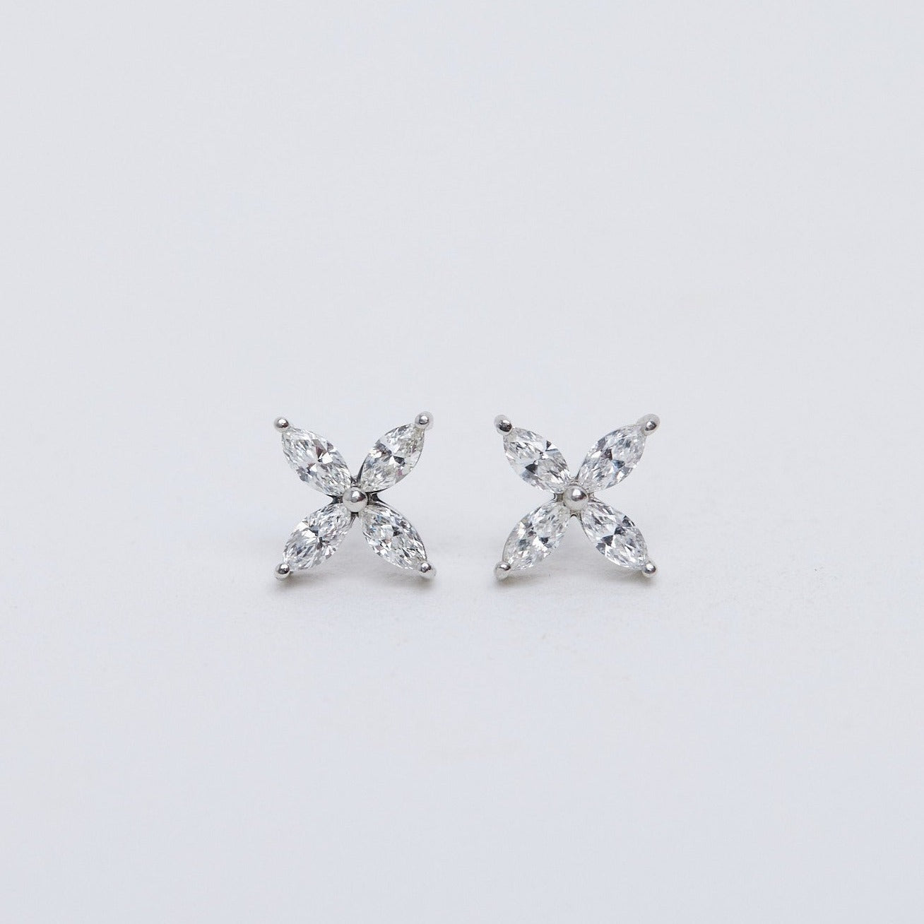 Large diamond flower stud earrings